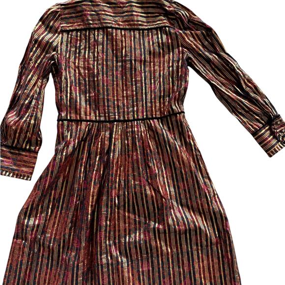 Marc by Marc Jacobs Metallic Striped Dress Gold Thread Size 8 Y2K Holiday - Picture 3 of 6